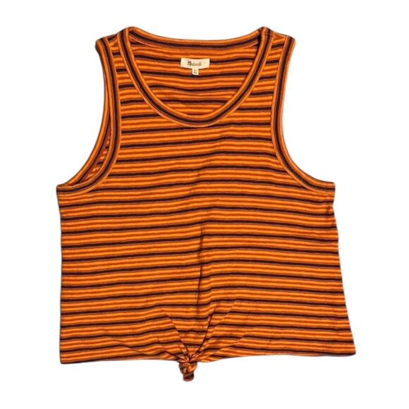 Madewell Orange Striped Tank Top - Picture 1 of 5